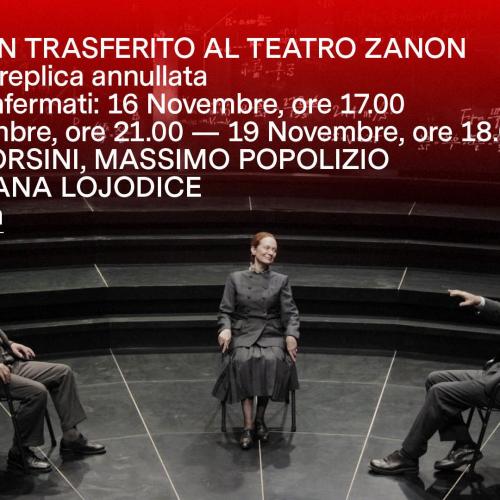 Trasferito dal Teatro Palamostre&nbsp;al Teatro Zanon di Udine&nbsp;lo spettacolo&nbsp;Copenaghen